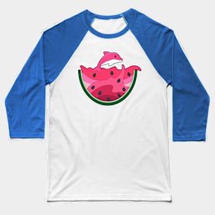 Dolphin with Watermelon Baseball T-Shirt